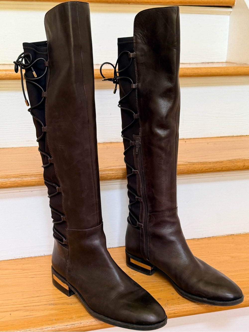 Vince Camuto Dark Brown Over-the-Knee Lace-Up Boots - Size 10